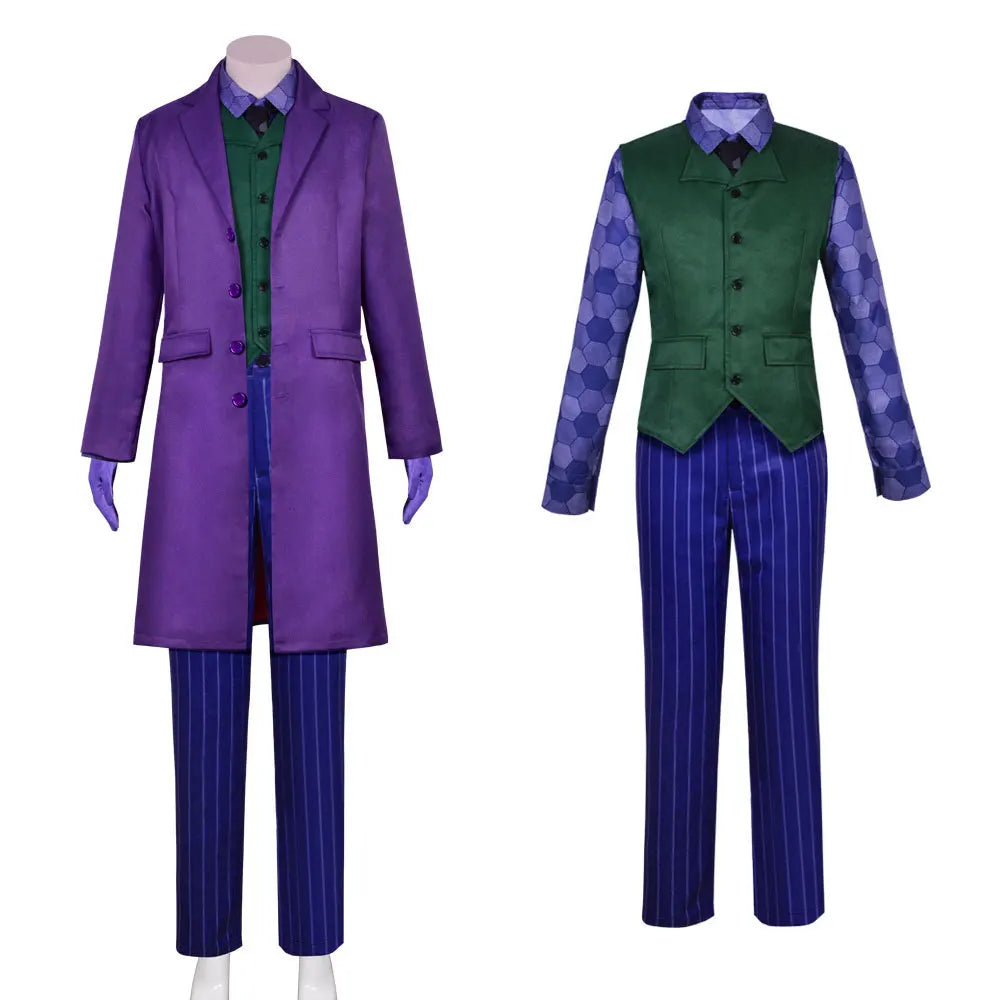 Batman Cosplay Costume Men's Heath Ledger Joker Halloween Version Dark Knight Thriller Outfit Same Style Coat for Party
