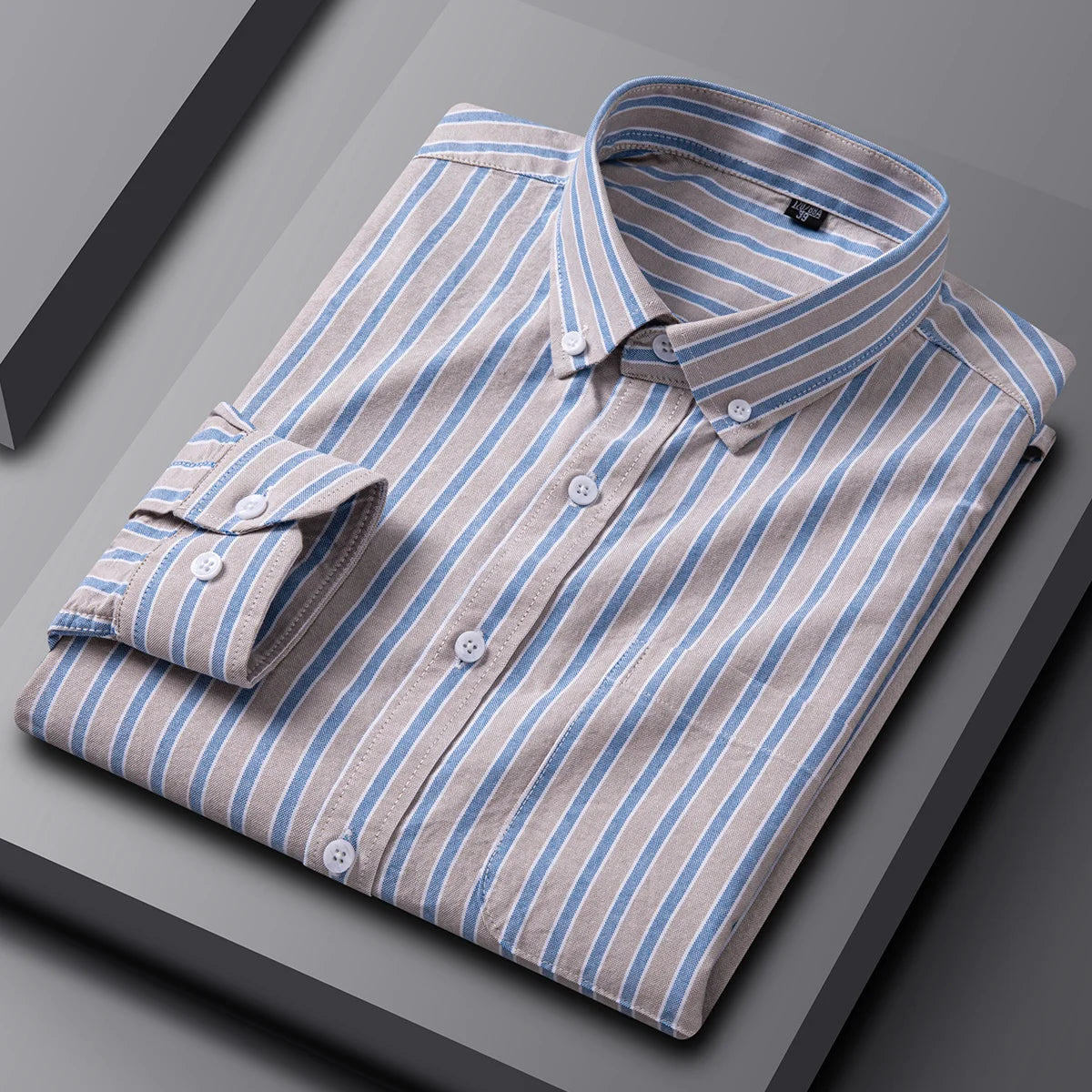 New in Shirt 100% Cotton Oxford Plaid Long Sleeve Shirts for Man Slim Fit Formal Plain Shirt Soft Striped Casual Elegant Clothes