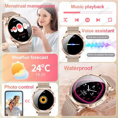 Fashion Women Smart Watch 1.32”AMOLED 100+dials Heart Rate Blood Oxygen Blood Pressure Monitoring Waterproof Give a Gift 2026New