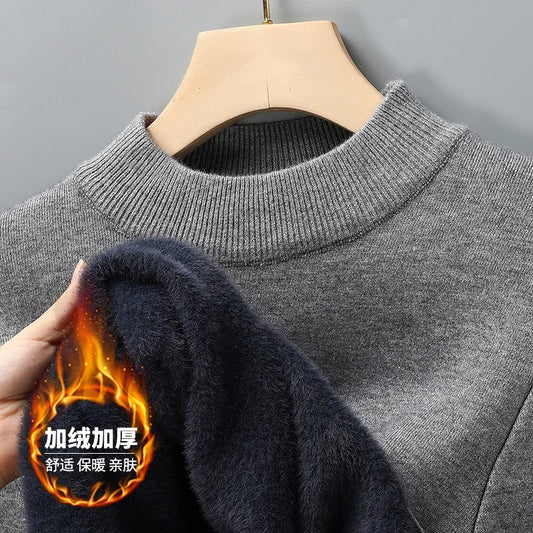 Half Turtleneck Knitwear Sweater New Autumn/Winter Mock Neck Sweatshirts Solid Color Pullovers Man Brand Casual Mens Clothing