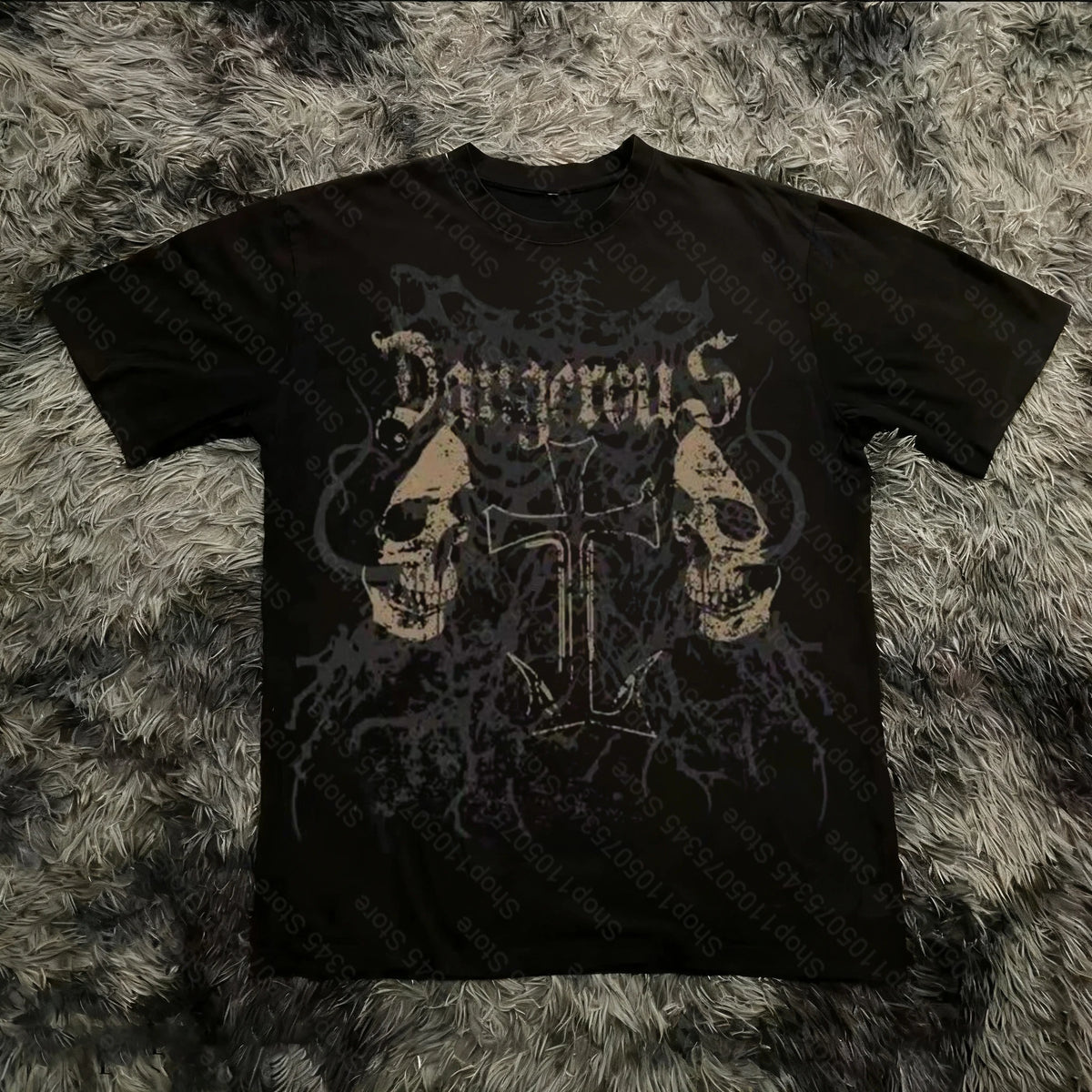 Retro Classic Gothic Style T-shirt Print Oversized Shirt High Street Shirts Gothic Round Neck Cotton Tops New Mens Women T Shirt