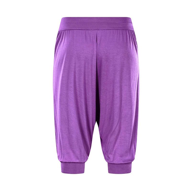 Summer Women Capri Pants Elastic Casual Loose High Waist Bloomers Joggers Sports Fitness Yoga Sweatpants Trousers