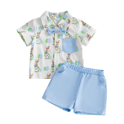 Baby Girls Easter Outfits Pink Floral Bunny Print Ruffle Sleeve Romper with Matching Headband 2 Pcs Set for Toddler