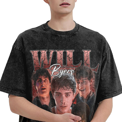 Oversized Washed T Shirt Will Byers  Loose T Shirts TV Show Popular Tshirt for Couple Summer Aesthetic Print Clothes