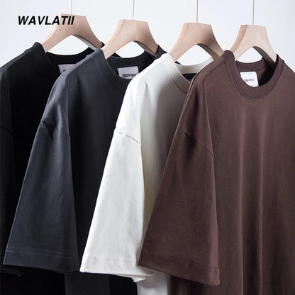 WAVLATII New Men Oversized T shirts