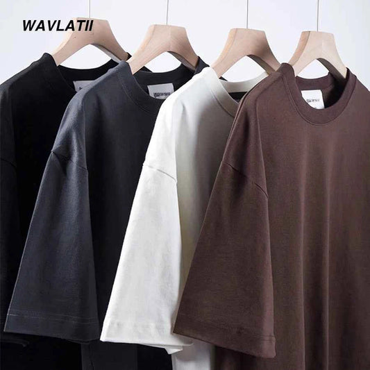 WAVLATII New Men Oversized T shirts