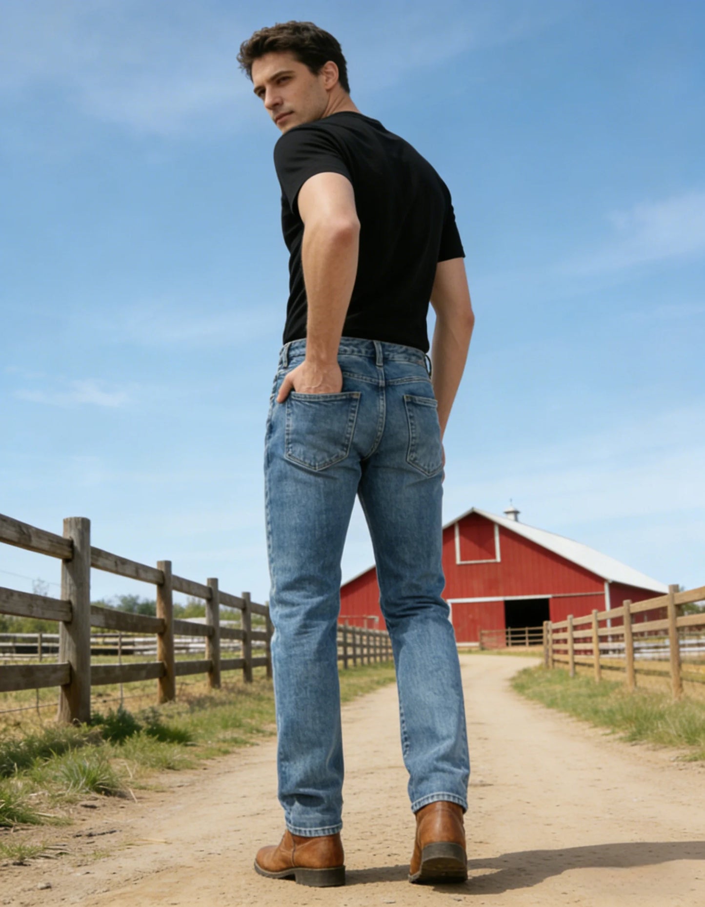 Classic Straight Fit Vintage Blue Denim Jeans