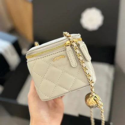 Channeled Bag Women designer makeup bag High Quality Sheepskin Diamond Lattice Handle Vanity Box Tote Bags Crossbody Shoulder Co