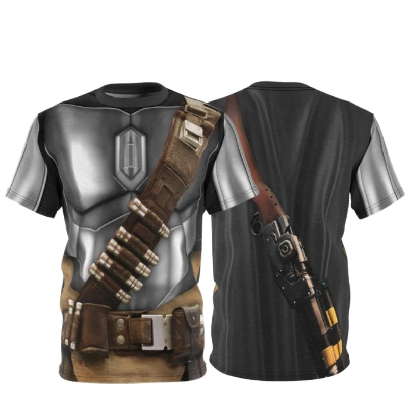 Summer Star Wars Mandalorian Armor Cosplay Tee, Y2K Oversized Men Women Outfit for Sports, Street Fashion Daily Casual Wear