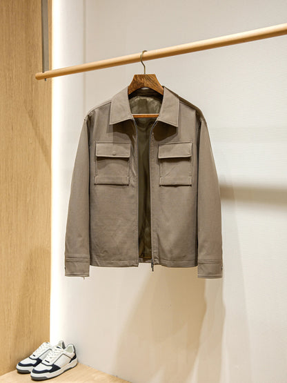 Italian Style Flannel Wool Blend Fabric LP Spring Men's Business Casual Collar Jacket Coat Thin Long Sleeve Standard Fit