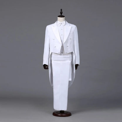 Tuxedo Dress Suits Men Embroidery Shiny Lapel Tail Coat Tuxedo Wedding Groom Tailcoats Party Stage Singer Suits Dress Coat Tails