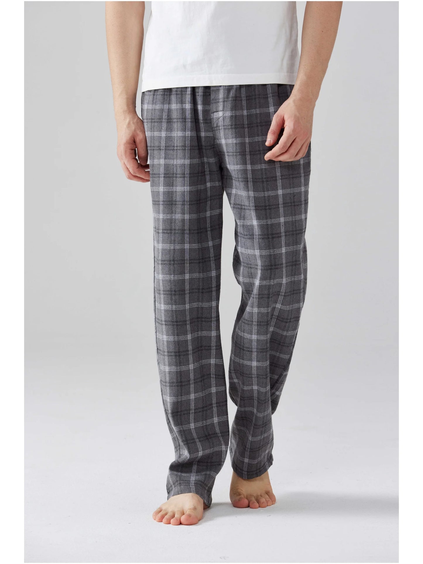 3pcs Men's Pajama Bottoms Autumn/Winter New Fashion Flannel Plaid Casual Sleeping Pants Elastic Waistband and Pocket