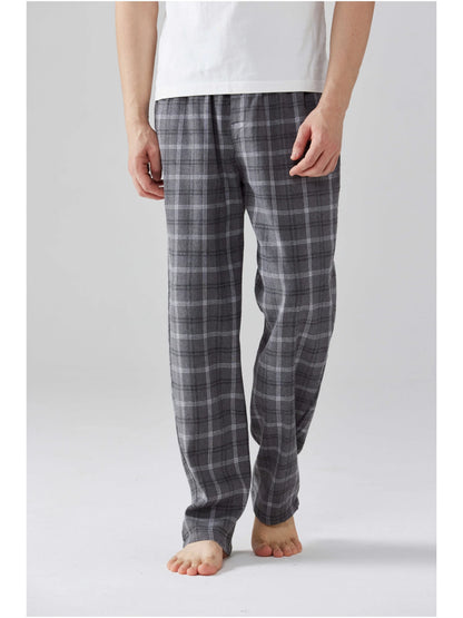 3pcs Men's Pajama Bottoms Autumn/Winter New Fashion Flannel Plaid Casual Sleeping Pants Elastic Waistband and Pocket