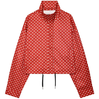 HXAO Polka Dot Bomber Jacket Women's Jackets Demi-Season Oversized Long Sleeve Top Outerwear Aviator Plus Size Zip Up Crop Coats