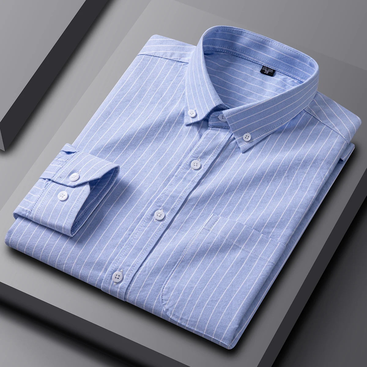 New in Shirt 100% Cotton Oxford Plaid Long Sleeve Shirts for Man Slim Fit Formal Plain Shirt Soft Striped Casual Elegant Clothes