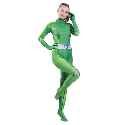 Totally Spies Cosplay Costume for Women Adults 3D Printed Clover Ewing Zentai Bodysuit Halloween Alexandra Cosplay Jumpsuit