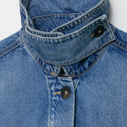 NZLGMSJ 2026 Spring New Women's Street Fashion Denim Jackets Long Sleeves High Neck New Casual Denim Jacket Coats ﻿
