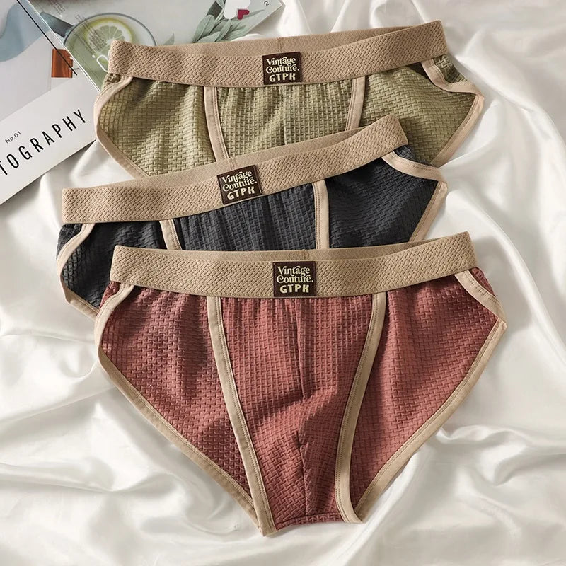 3 pcs Vintage Men High Cut Nylon Briefs ice silk Mesh Cool underpants Soft Breathable Quick Dry Mens underwear