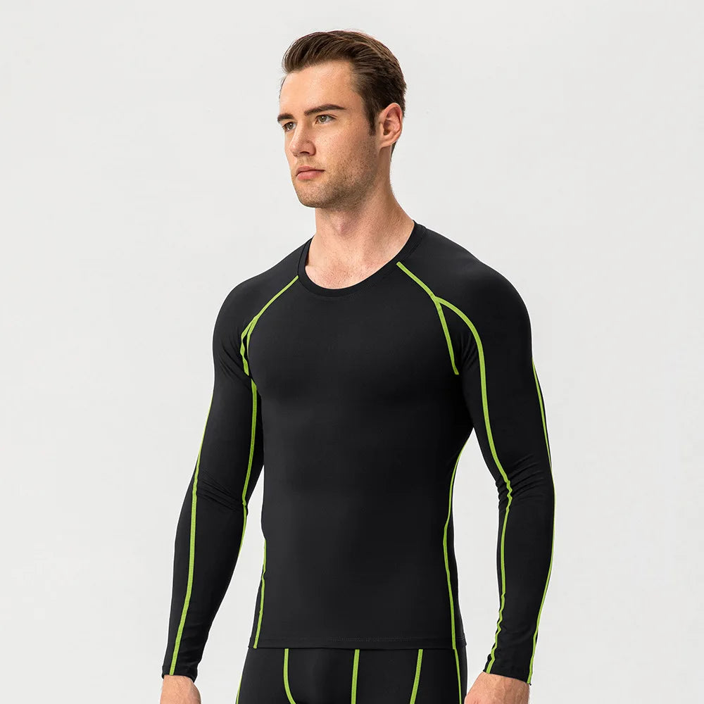 Men's Compression Shirt Long Sleeve Sports Workout T-Shirts Sport Quick Dry Fitness Running Tops Gym Sports Tights