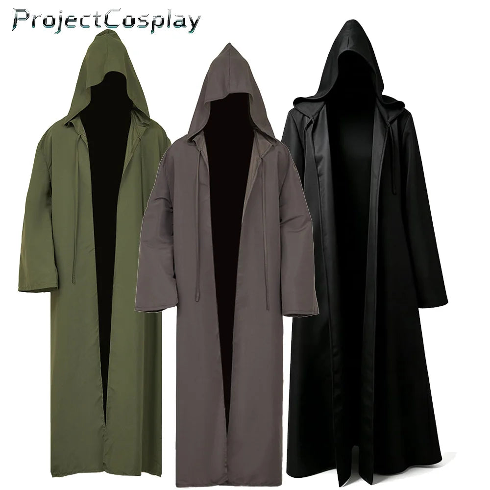 Knight Cosplay Men's Medieval Cape with Hood Costume TV Jedi Roleplay Cloak Retro Clothing Din Djarin Outfits Halloween Clothes
