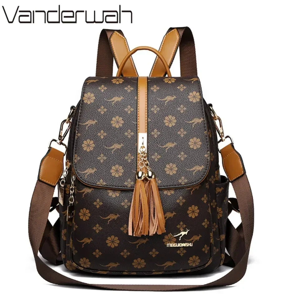 Ladies Backpack Designer High Quality Leather Women Bag Luxury Fashion Printing Large Capacity Backpacks Sac