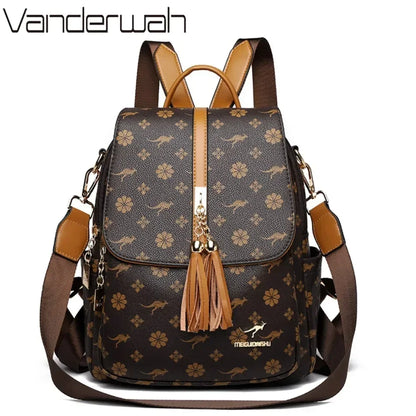 Ladies Backpack Designer High Quality Leather Women Bag Luxury Fashion Printing Large Capacity Backpacks Sac