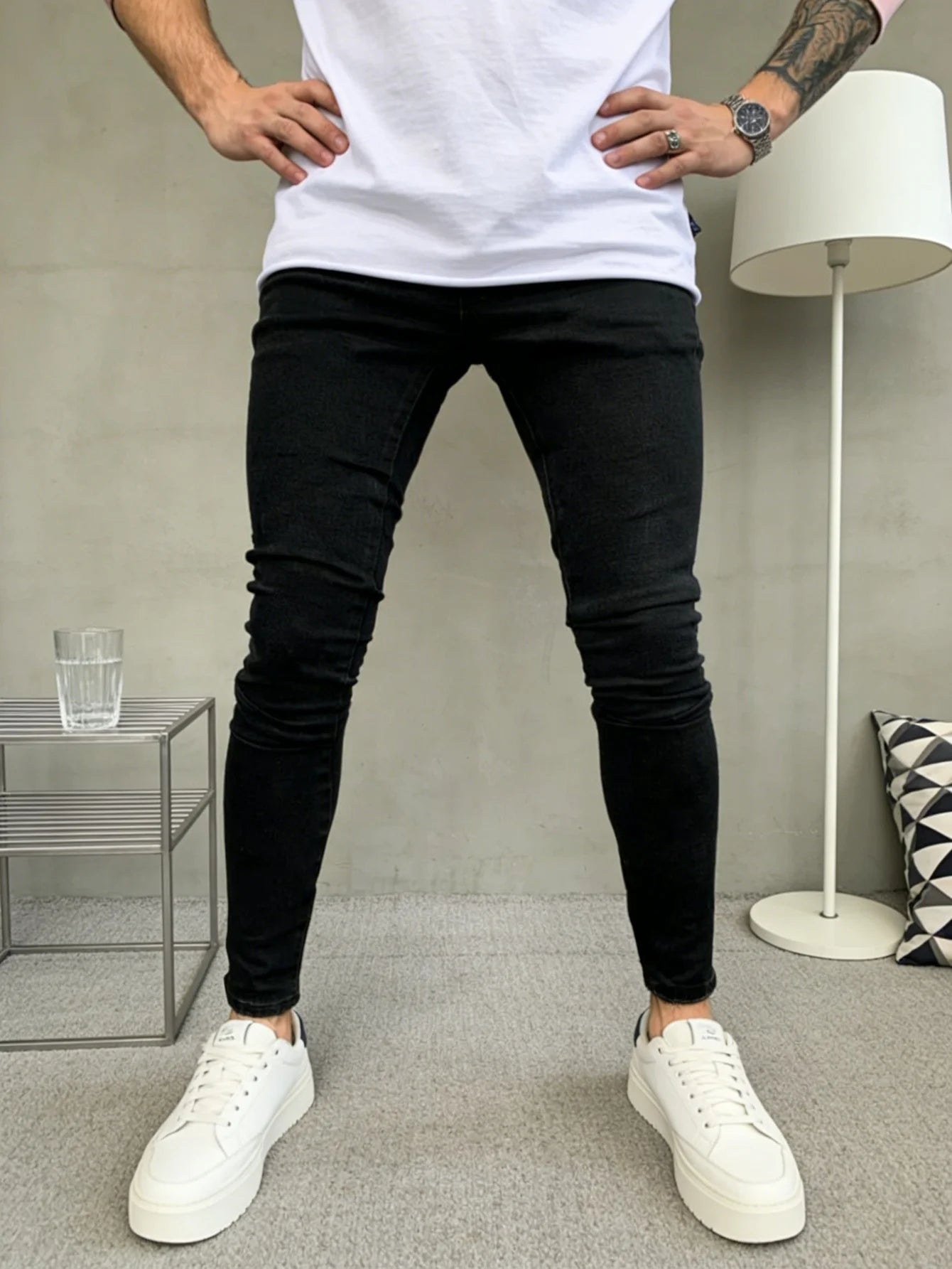 Classic Black Y2K Drip Men's Skinny Jeans Pant Original Design Daily Wear Trousers No accessories or belts included