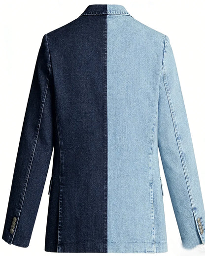 Men's Denim Suit Jacket Double Breasted Peak Lapel Slim Fit Cowboy Blazer Sports Coat Outing Date Night Trendy Party Prom