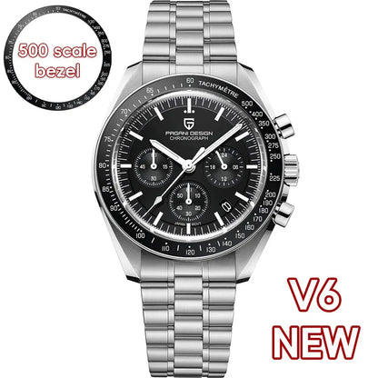PAGANI DESIGN New Retro Red Watch Luxury Quartz Watches For Men Stainless steel Luminous AR Sapphire crystal Chronograph Man