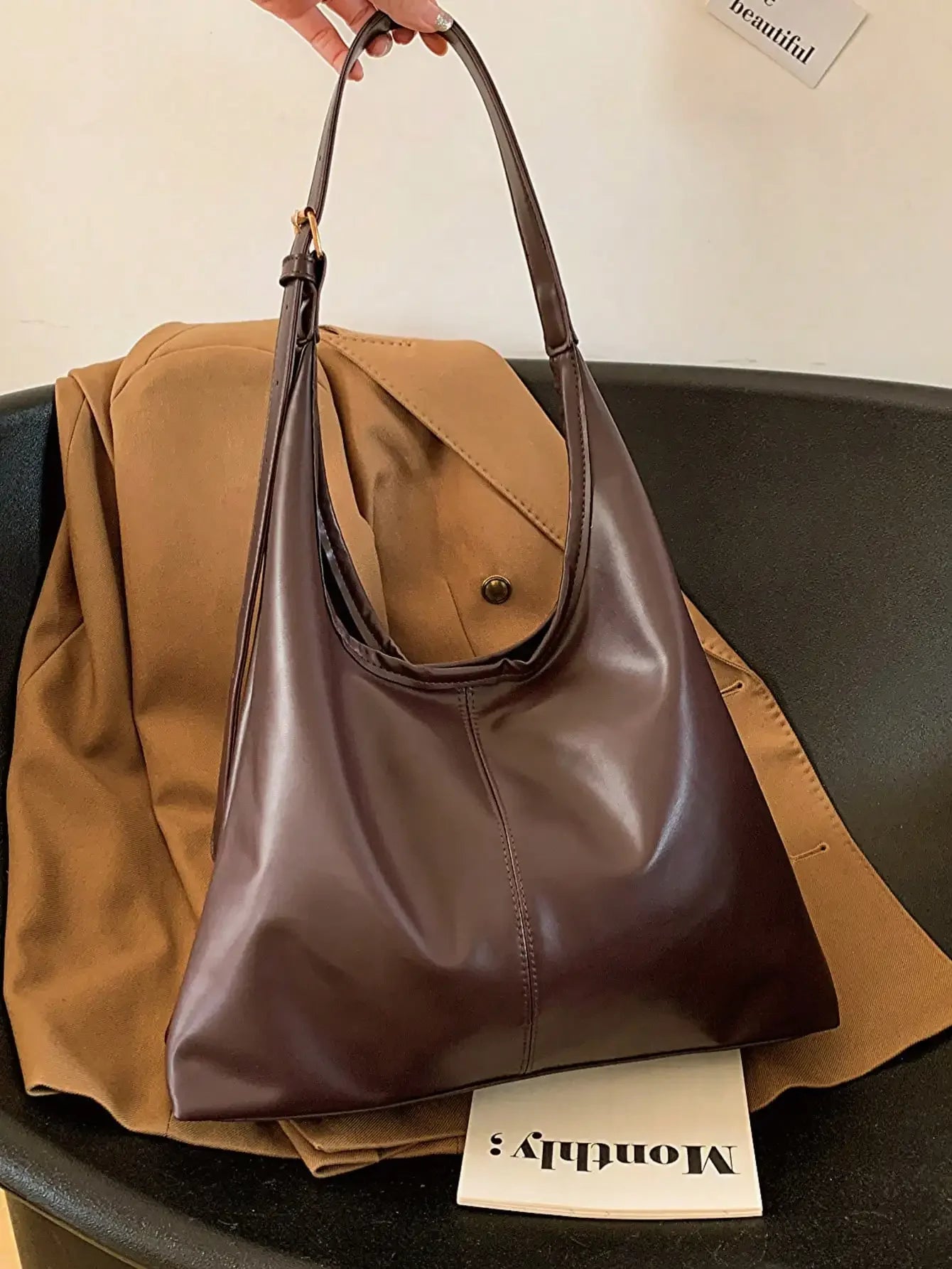 Large Capacity Solid Color Women's Shoulder Bag, Multifunctional Crossbody Bag,