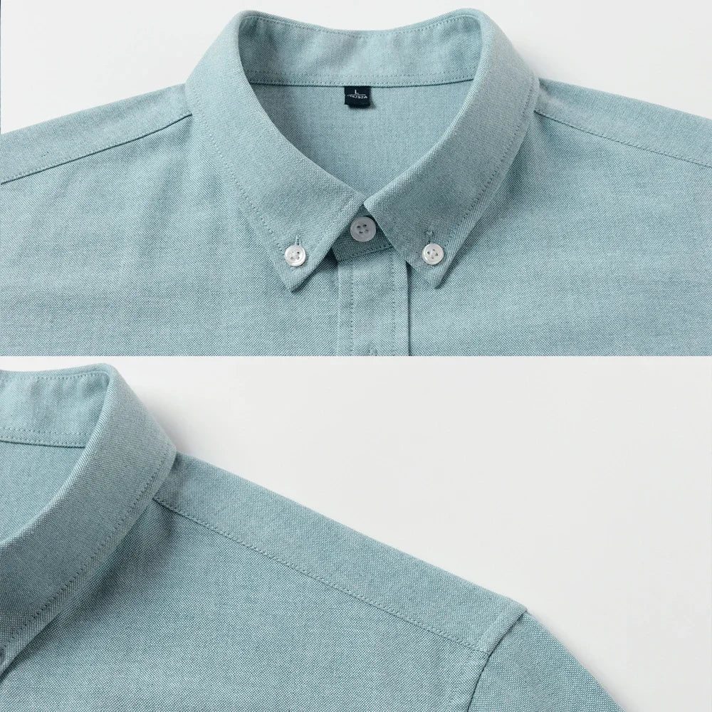 Men's Slim-Fit Oxford Cotton Shirt: Long Sleeves, Casual Breathable Fabric, Exquisite Craftsmanship, Brand with OEM Processing
