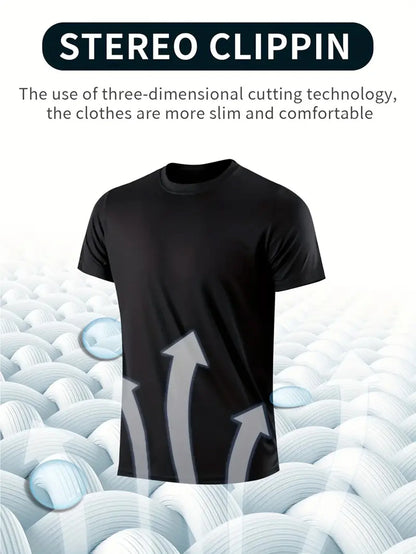 Crew T-Shirt10Pcs Black Ultralight Men Quick Dry Breathable Sweat Shirt for Fitness Gym Running Light Plaid Quick Dry Short Slee