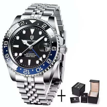 PAGANI DESIGN 40MM Men Mechanical Wristwatch Stainless Steel GMT Watch Top Brand Sapphire Glass Waterproof Automatic Watches Men