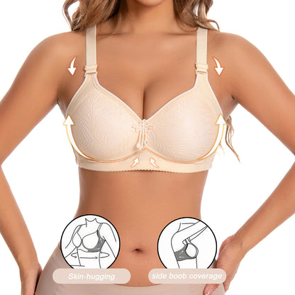 6 Pieces Color Women' Sexy Lace No Wire Bras Plus Size Adjustable Shoulders Strap T-Shirt Bra For Cup A B C D