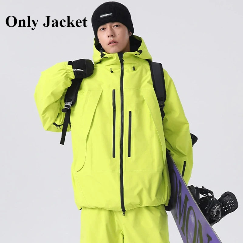 2026 New Women Skiing Jackets Loose Zipper Hooded Windproof Breathable Waterproof Ski Tops Outdoor Men Sports Snowboarding Coats