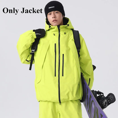 2026 New Women Skiing Jackets Loose Zipper Hooded Windproof Breathable Waterproof Ski Tops Outdoor Men Sports Snowboarding Coats
