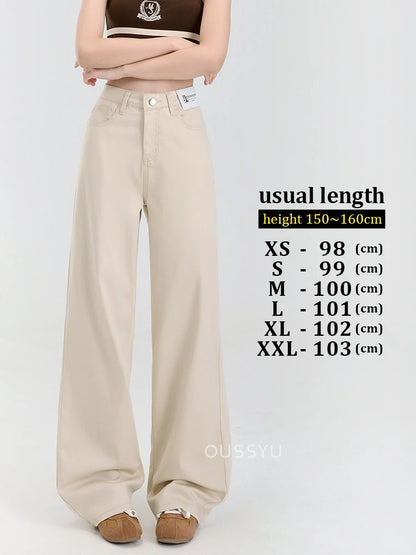 New Summer Soft Lyocell Jeans Women Blue Khaki White High Waist Straight Thin Wide Leg Denim Pants Y2k Loose Female Clothing 2XL
