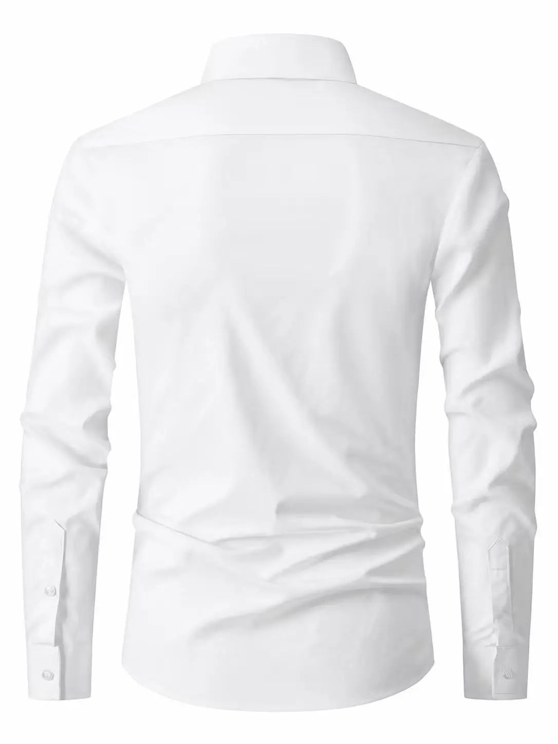 Plus‑size Men's Solid‑Color Business Long‑Sleeve Shirt