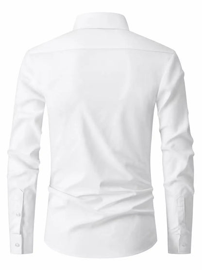 Plus‑size Men's Solid‑Color Business Long‑Sleeve Shirt