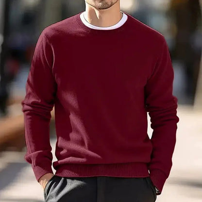 Round neck wool sweater for men, pullover, simple and stylish, loose and oversized, turtleneck, solid color top.