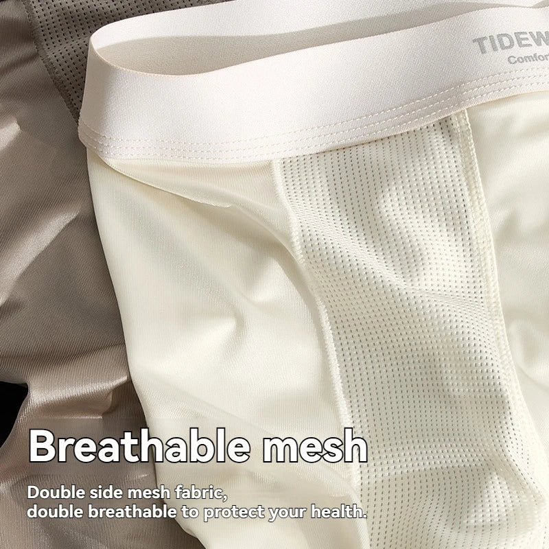 3PCS/Pack Luxury Satin-like Boxers Man Cool Ice Silk Antibacterial Breathable Quick-dry Underwear High Elastic