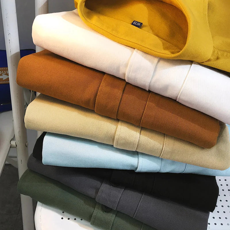 Heavy duty pure cotton shirt men's long sleeved ins trendy loose jacket for spring inner wear casual workwear shirt
