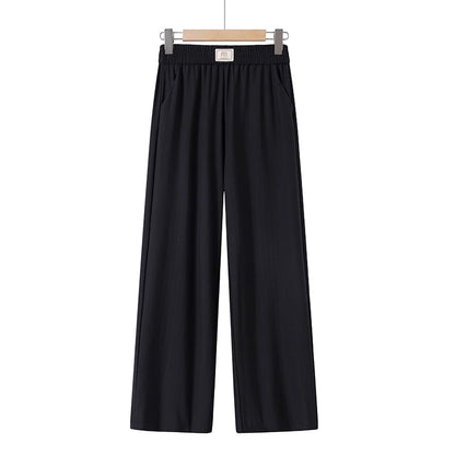 2026 Women's Solid Color Cropped Pants Soft Casual Plus Size Elastic Waist Pants High-quality Outdoor Spring Autumn Pants