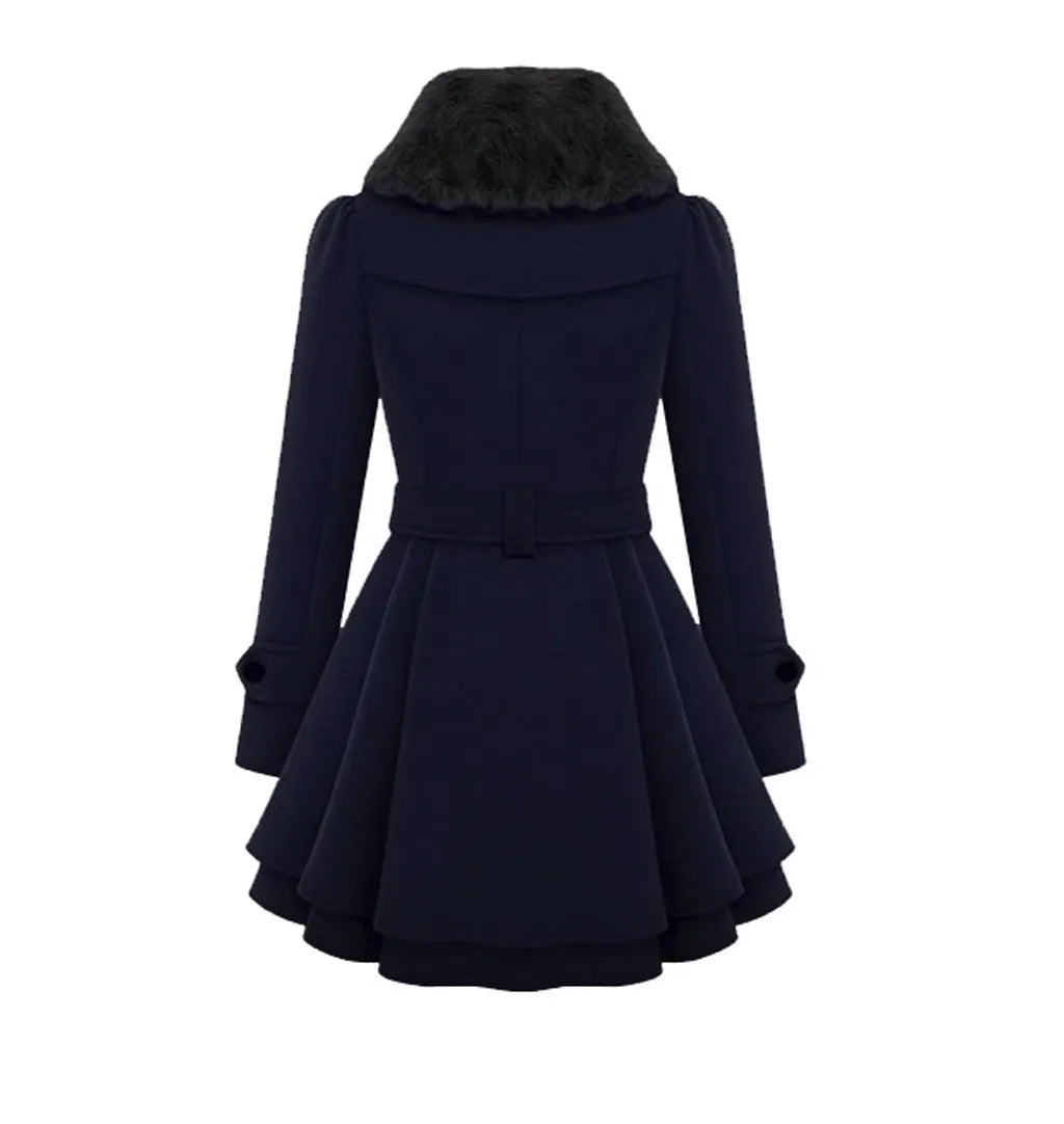 Women Vintage Woolen Windbreaker Warm Button Up Asymmetrical Hem Fleece Lapel Suit Jackets Ladies Blends Anoraks Winter Clothes
