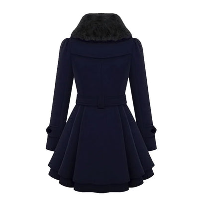 Women Vintage Woolen Windbreaker Warm Button Up Asymmetrical Hem Fleece Lapel Suit Jackets Ladies Blends Anoraks Winter Clothes