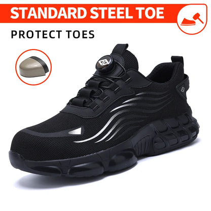Air Cushion Soft Sole Men's Anti-smash Non-Slip Breathable Work Safety Shoes Men's Steel Toe Puncture Proof Anti-skid Work Safet