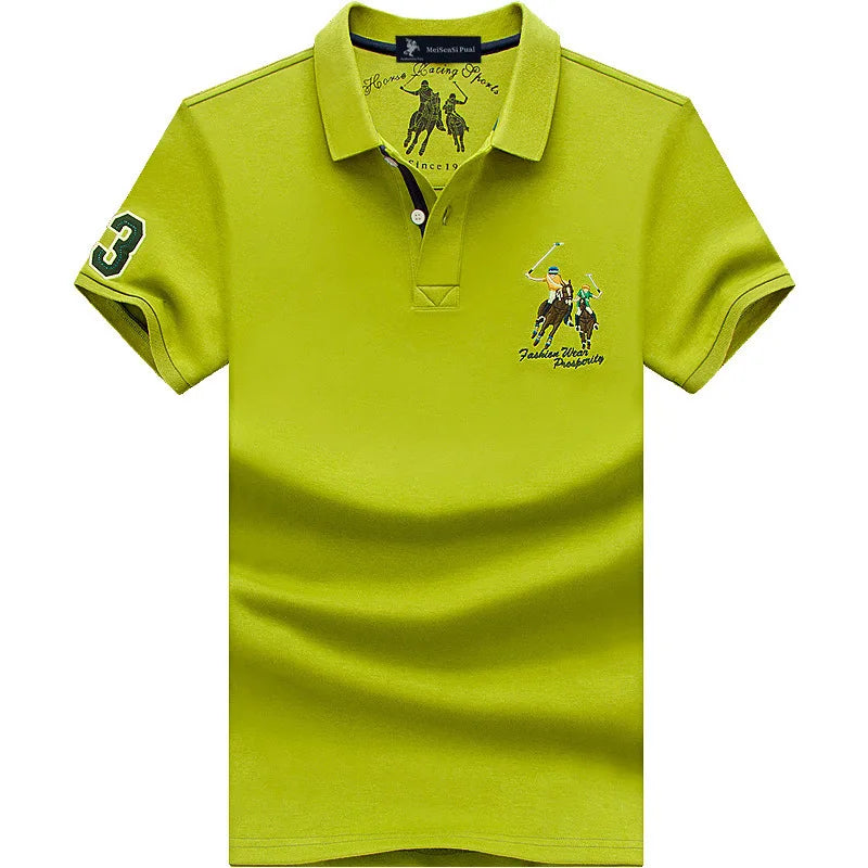 Fashion Polo T Shirt Man Cotton Big Size Polo Shirt Men Casual Embroidery Lapel Button Shirt Short Sleeve High Quality Male Red