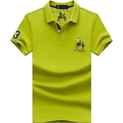Fashion Polo T Shirt Man Cotton Big Size Polo Shirt Men Casual Embroidery Lapel Button Shirt Short Sleeve High Quality Male Red