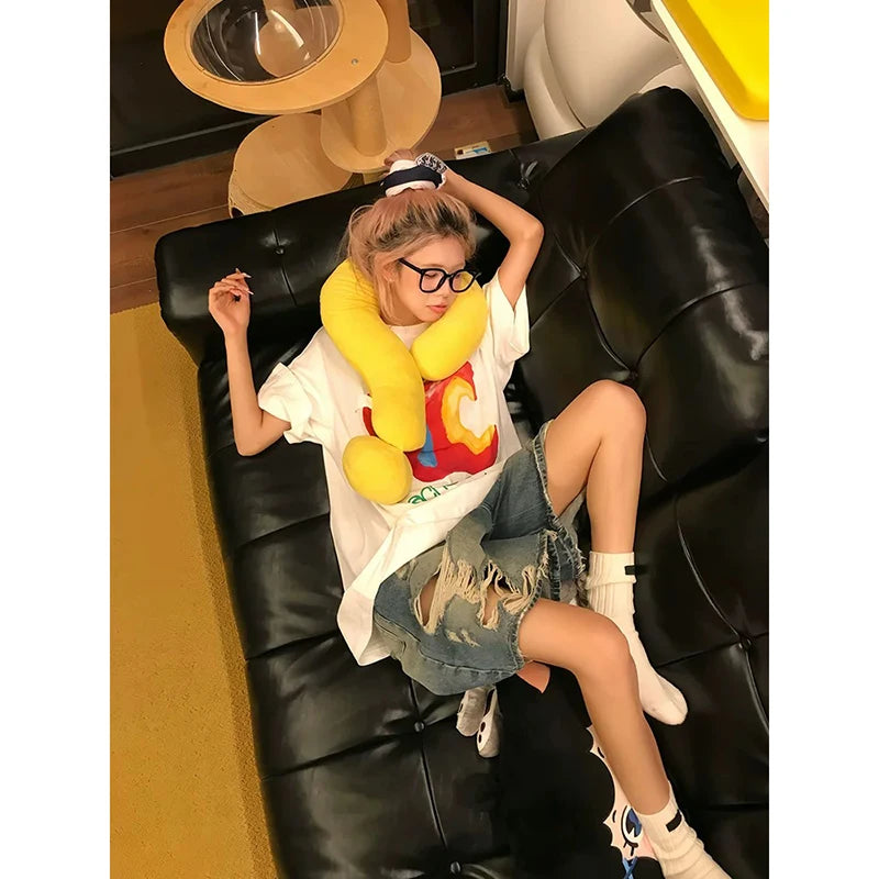 YIBASHU Summer Women Abi American Ripped Jeans Shorts Kpop 2000s Aesthetic Baddie Style  Denim Pants Grunge