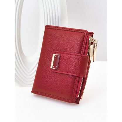 New Women Short Wallet Delicate Soft PU Bifold Zipper Coin Card Holder Minimalist & Lightweight Design Wallet For Cards Card
